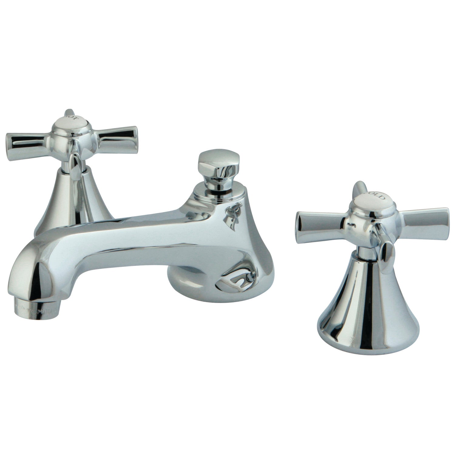 Kingston Tulare KS4471ZX - Millennium Two-Handle 3-Hole Deck Mount Widespread Bathroom Faucet with Brass Pop-Up, Polished Chrome — image 1